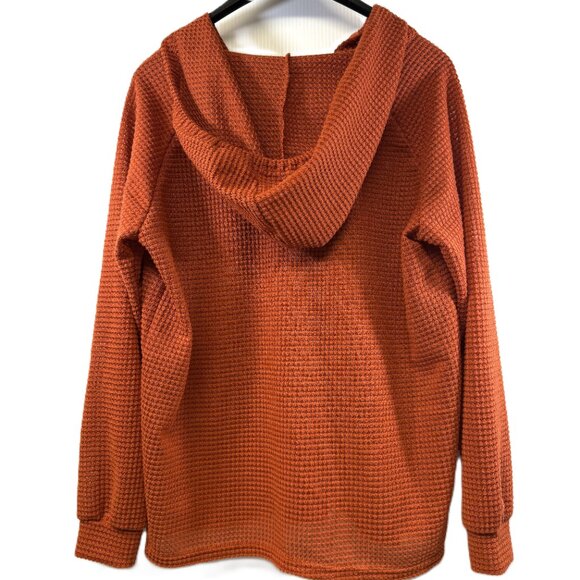 Women's Hoodie Oversized Waffle Knit Henley Size XL - Picture 3 of 6